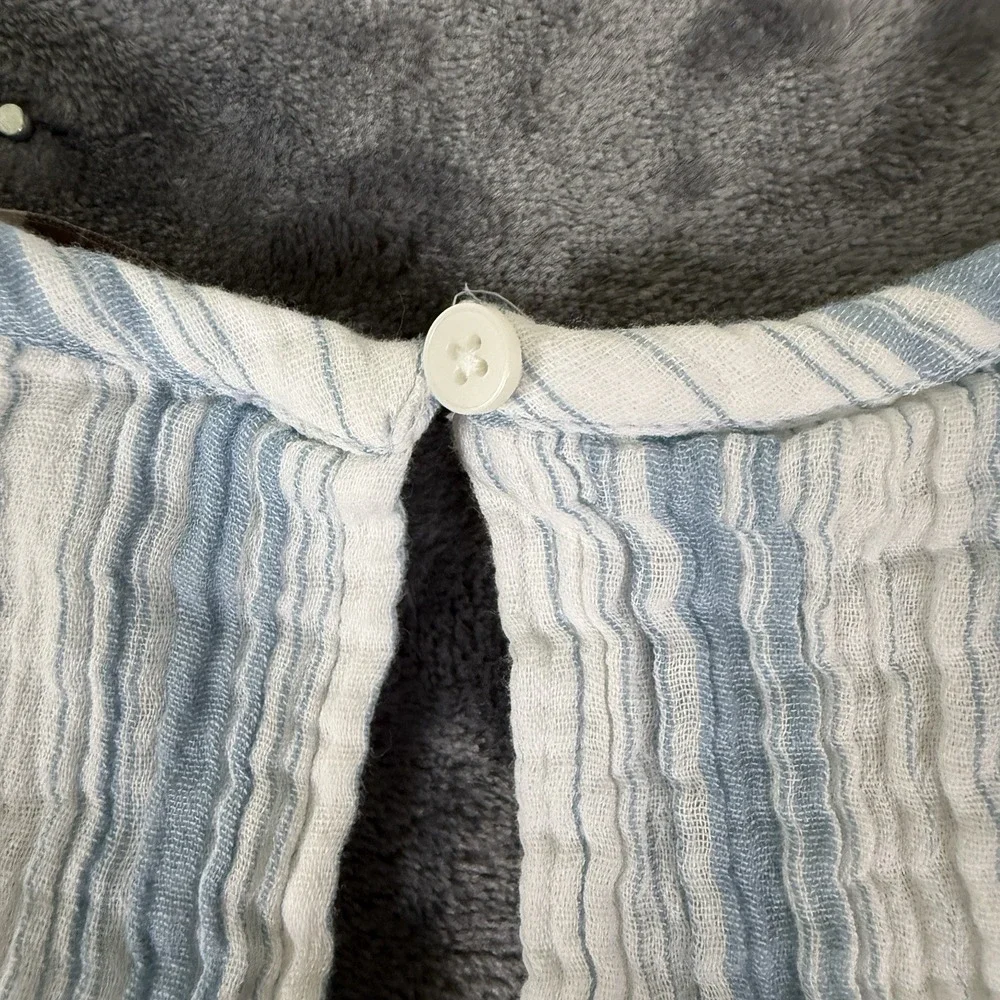 ANN TAYLOR  Maxi Dress Linen Striped Size S Coastal Blue White - Picture 3 of 8